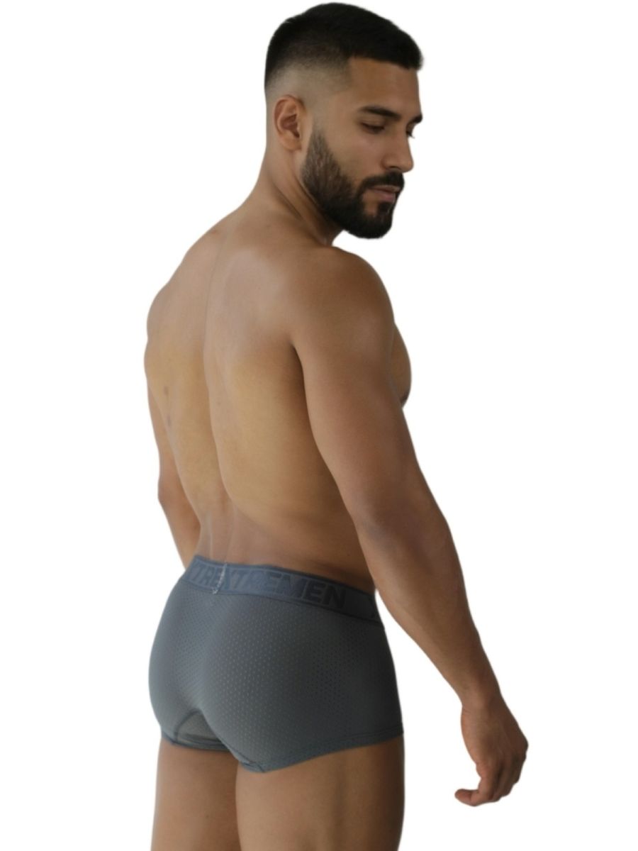 Gray xtremen 91252 microfiber mesh trunks with darker gray elastic waistband for men