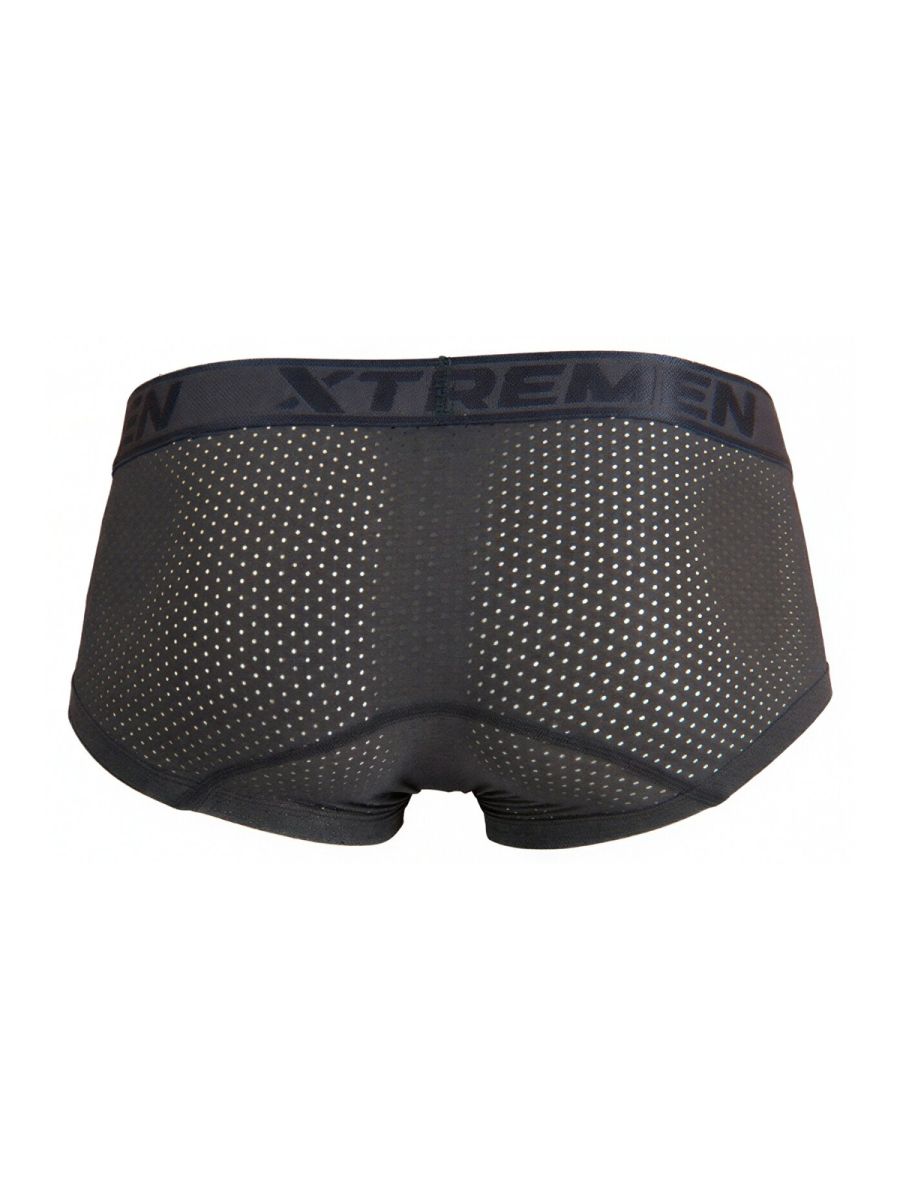 Black xtremen 91252 microfiber mesh trunks with solid waistband logo in gray color for comfortable wear