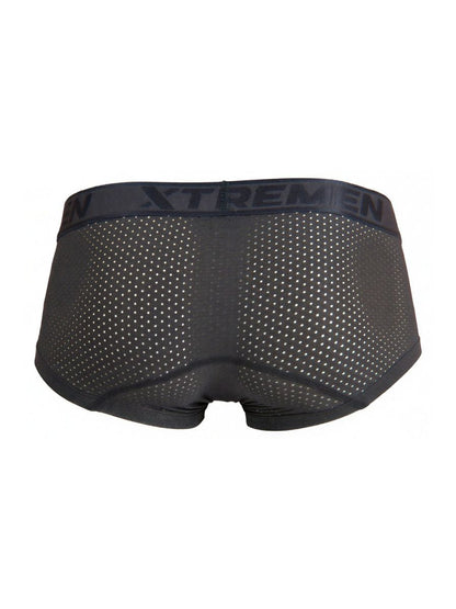 Black xtremen 91252 microfiber mesh trunks with solid waistband logo in gray color for comfortable wear