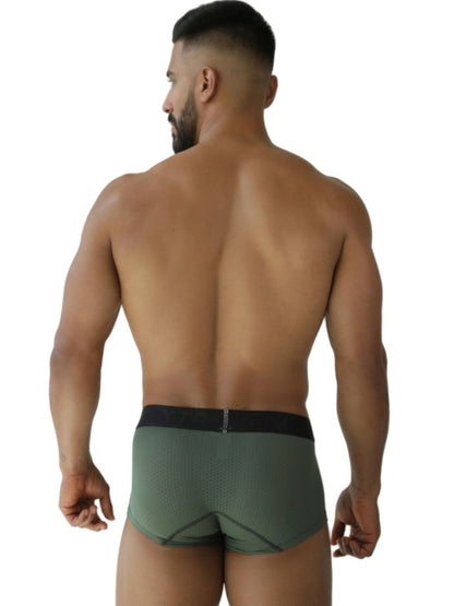 Olive green xtremen 91252 microfiber mesh athletic briefs with black elastic waistband for active wear