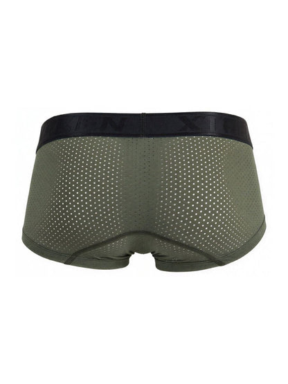 Olive green microfiber mesh briefs with black elastic waistband xtremen 91252 military green trunks