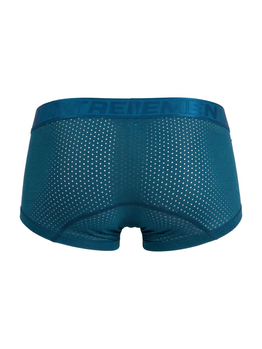 Teal breathable mesh briefs with solid treemen elastic waistband in petrol microfiber mesh trunks xtremen 91252 model