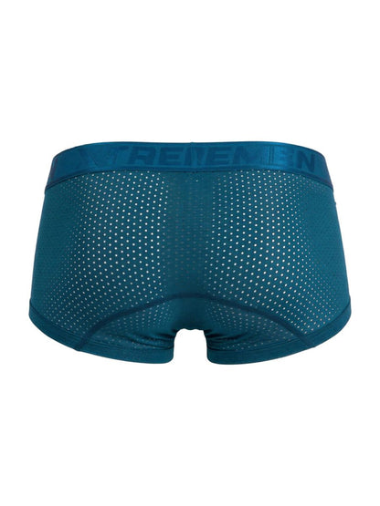 Teal breathable mesh briefs with solid treemen elastic waistband in petrol microfiber mesh trunks xtremen 91252 model