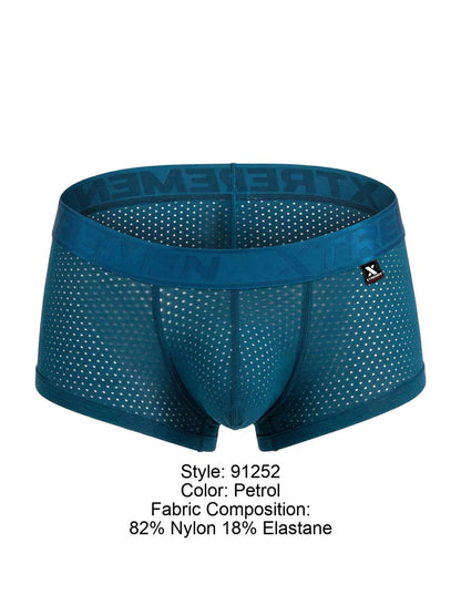 Petrol-colored xtremen 91252 microfiber mesh men’s boxer briefs with breathable fabric and elastic branded waistband