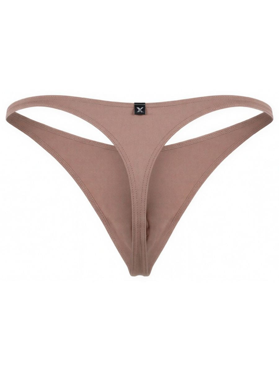 Xtremen mauve men’s thong with matte fabric finish and center front logo tag.