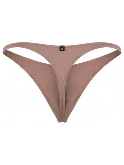 Xtremen mauve men’s thong with matte fabric finish and center front logo tag.