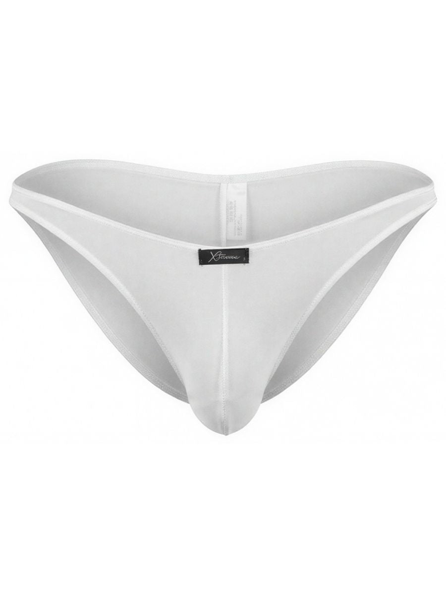 Xtremen white bikini brief with a smooth fabric finish and center logo tag on the waistband.