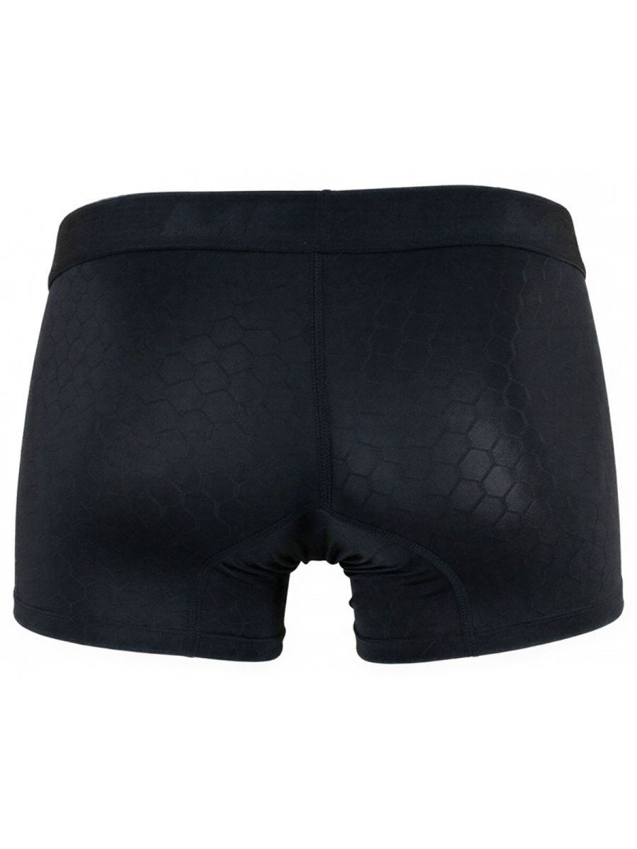 Xtremen black boxer briefs with a subtle embossed hexagonal pattern and a wide waistband.