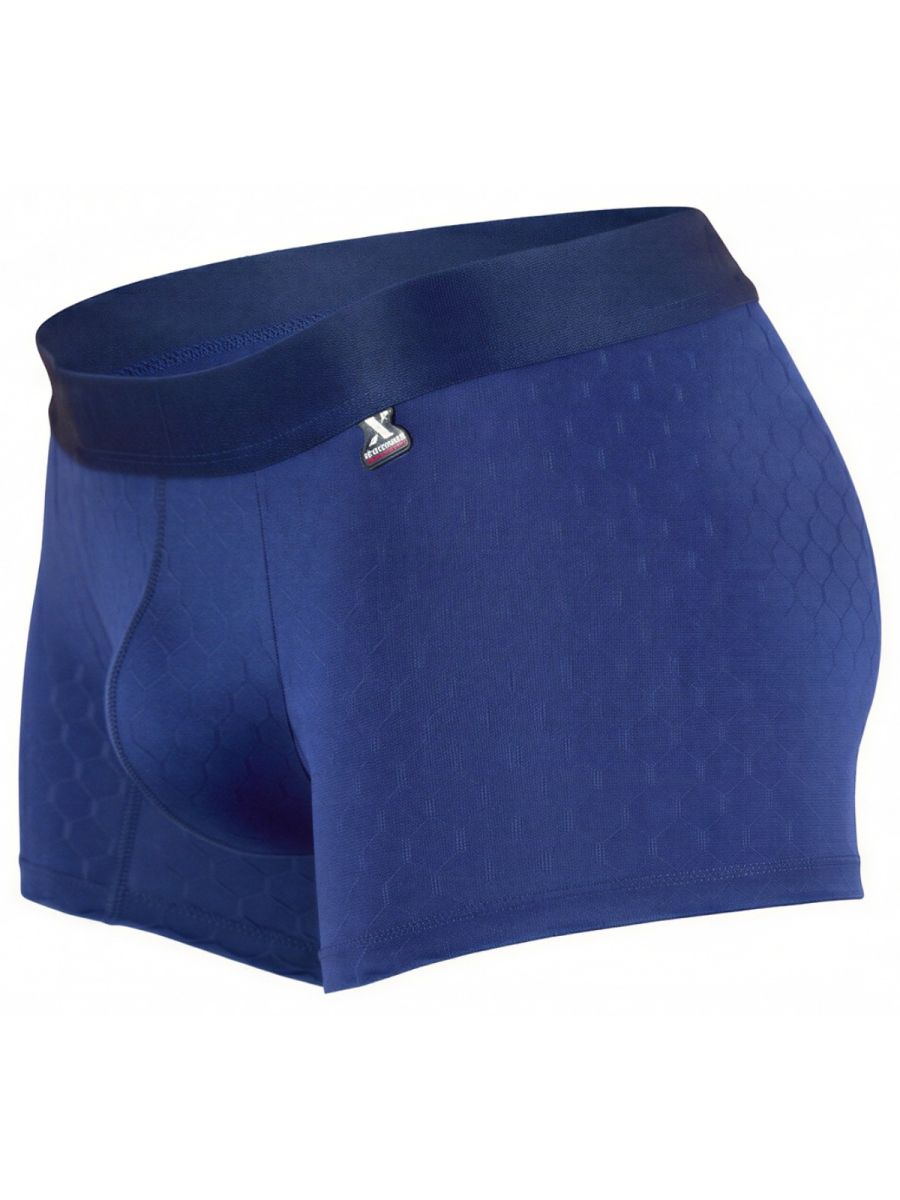 Xtremen royal blue boxer brief with a textured honeycomb pattern and wide elastic waistband featuring a logo tag.