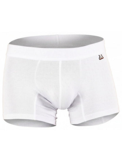 Xtremen white boxer briefs with a subtle geometric textured pattern and a logo patch on the waistband.