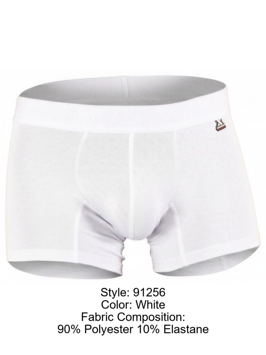 Xtremen white boxer brief with a textured geometric pattern and branded elastic waistband.