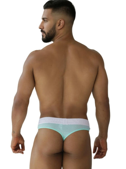 Xtremen 91268 microfiber mesh briefs in light blue with a white waistband color seawater for comfortable wear