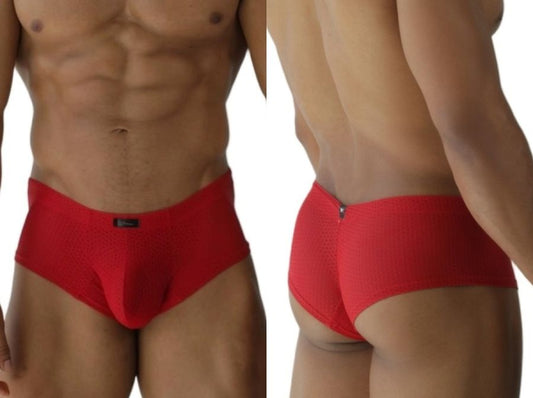 Xtremen 91269 microfiber mesh briefs in red with smooth form-fitting fabric and black brand tag at the waistband