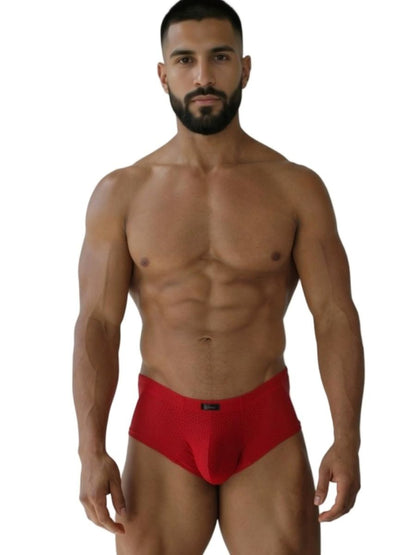 Red xtremen 91269 microfiber mesh briefs with snug fit and small black logo on the waistband