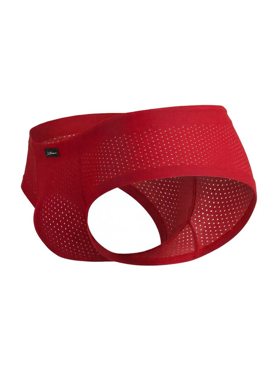 Xtremen 91269 red microfiber mesh briefs with red perforated mesh and a sleek form-fitting design