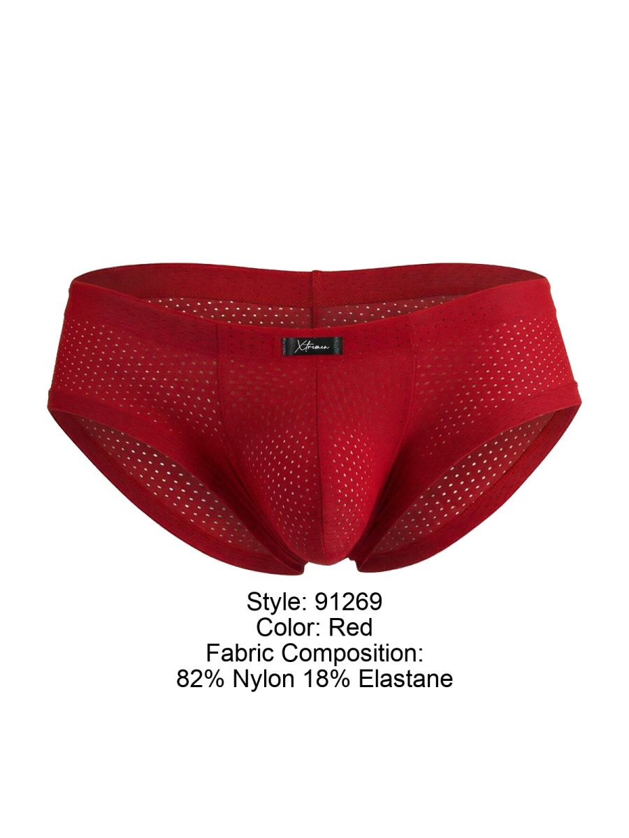 Red xtremen 91269 microfiber mesh briefs with breathable design elastic waistband made of 82 nylon and 18 elastane