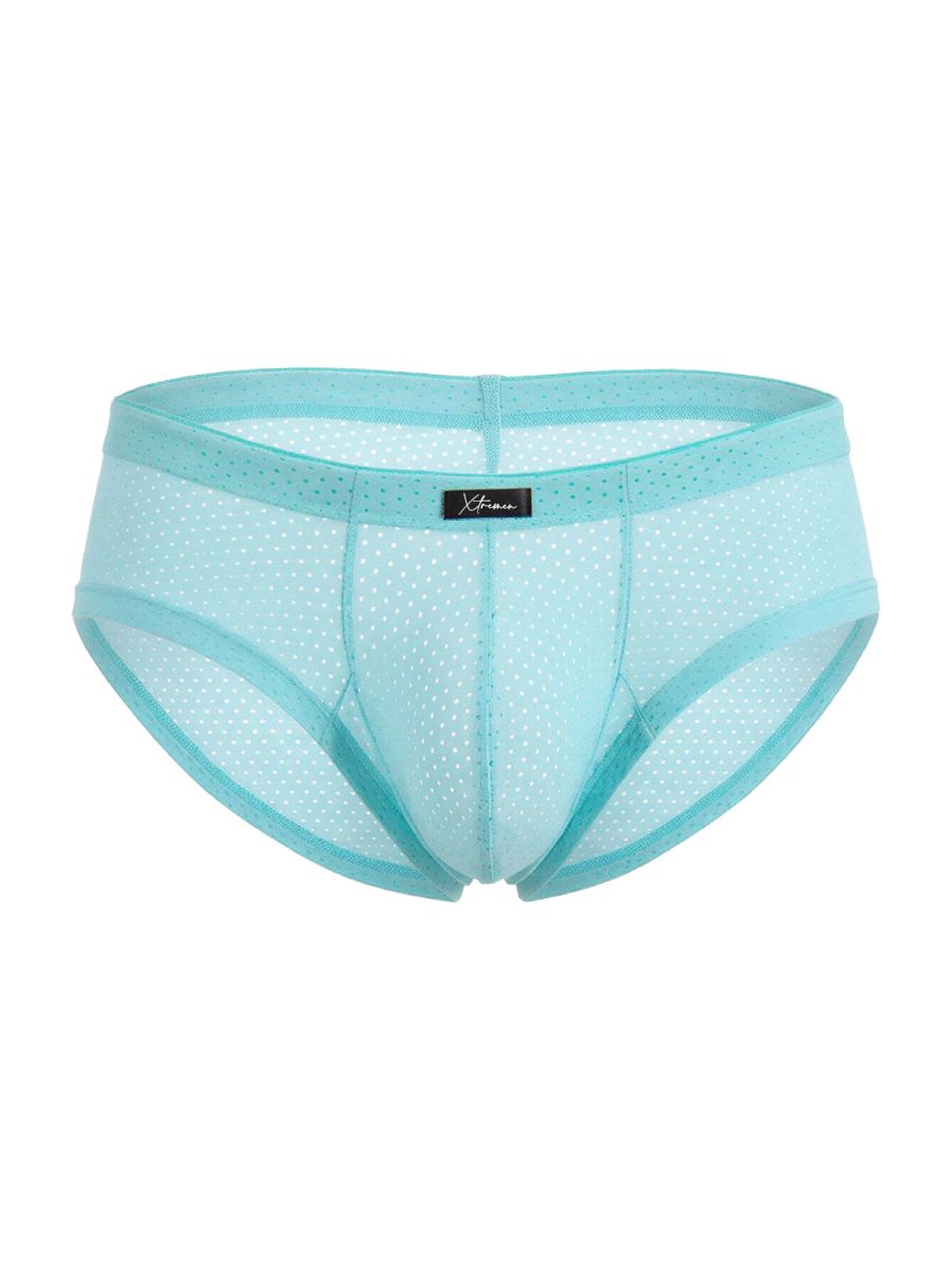 Xtremen 91269 seawater light blue microfiber mesh briefs with subtle dotted pattern and reinforced elastic waistband