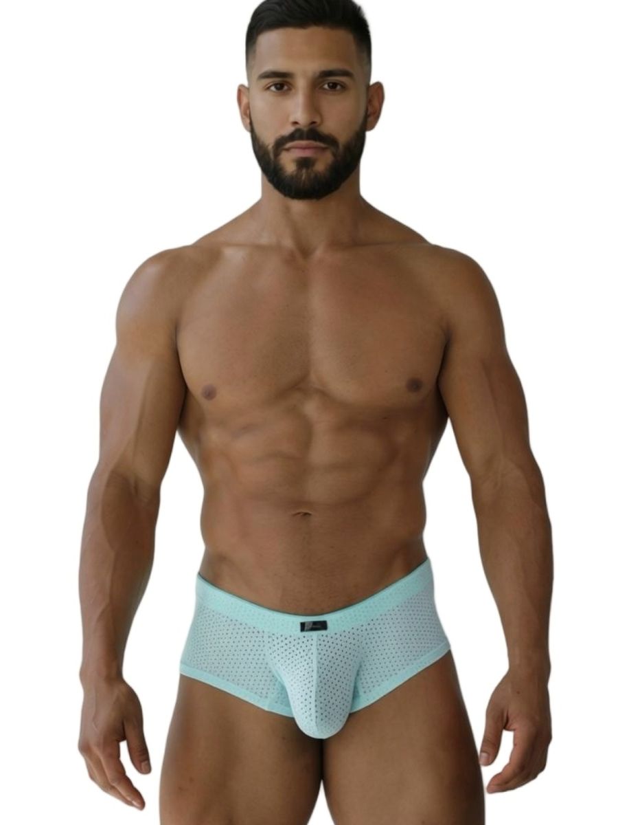 Xtremen 91269 microfiber mesh briefs in seawater color with light blue supportive contoured design