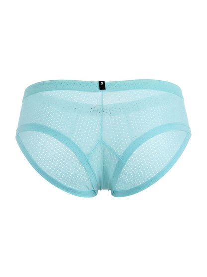 Xtremen 91269 seawater light blue microfiber mesh briefs with subtle dotted pattern and reinforced elastic waistband