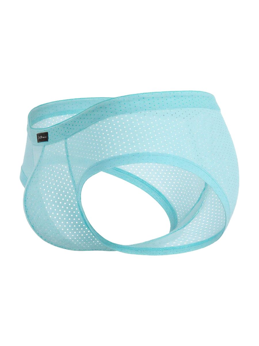 Xtremen 91269 men’s microfiber mesh briefs in seawater blue with perforated design and elastic waistband