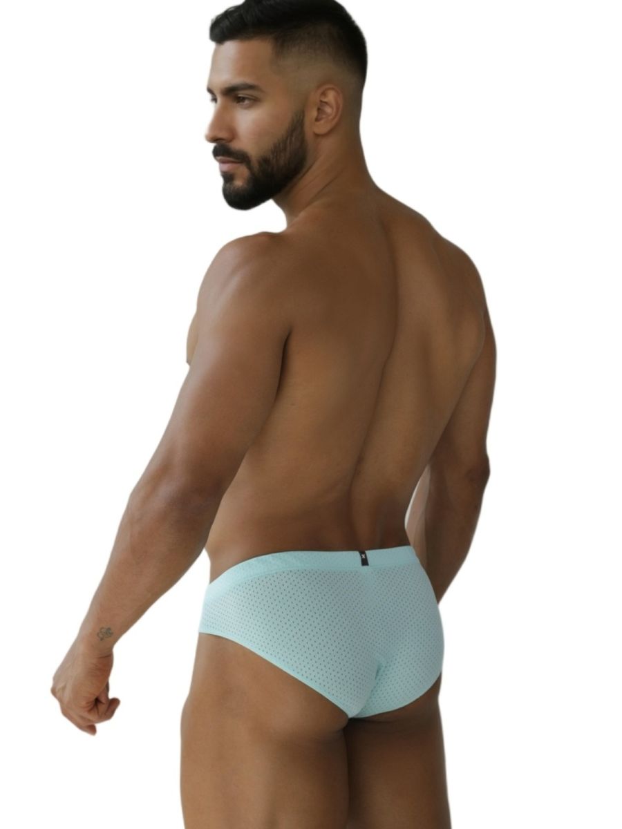 Light blue seawater xtremen 91270 microfiber mesh briefs with subtle pattern and small black waistband logo