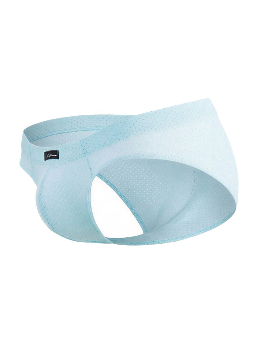 Xtremen 91270 microfiber mesh briefs in seawater color with light blue perforated texture and sleek modern design