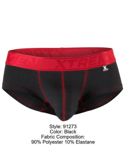 Xtremen 91273 Men's Underwear Sleek Athletic Microfiber Briefs Color Black