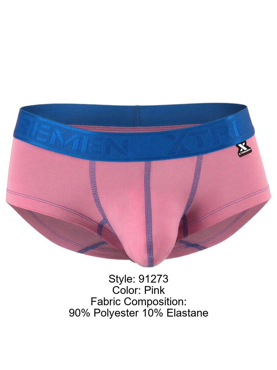 Xtremen 91273 Men's Underwear Sleek Athletic Microfiber Briefs Color Pink