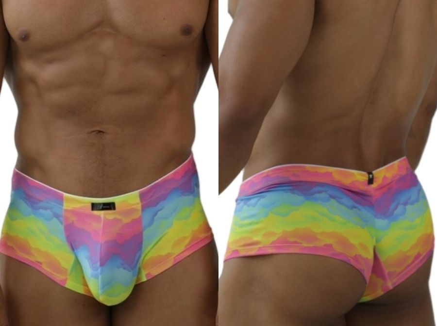Xtremen 91283 rainbow printed microfiber briefs in vibrant tie-dye with snug fit and elastic waistband for men