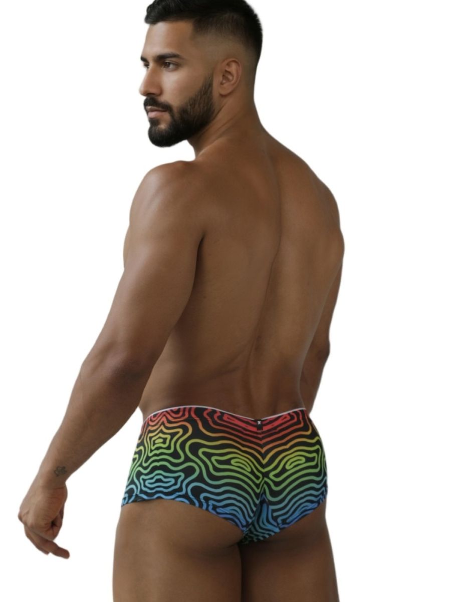 Xtremen 91283 rainbow printed microfiber briefs with rainbow wavy pattern and elastic waistband for snug fit