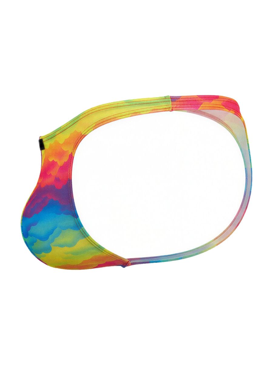 Vibrant rainbow tie-dye bikini top with seamless stretchy fabric from xtremen 91284 printed microfiber thongs color cloud