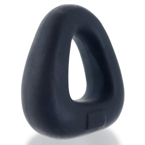 Black silicone zoid wide-base bulge c-ring with a triangular shape and smooth rounded edges