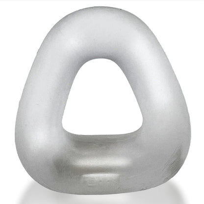 Zoid wide-base bulge c-ring silver matte-finished abstract sculpture with triangular outline and smooth rounded contours