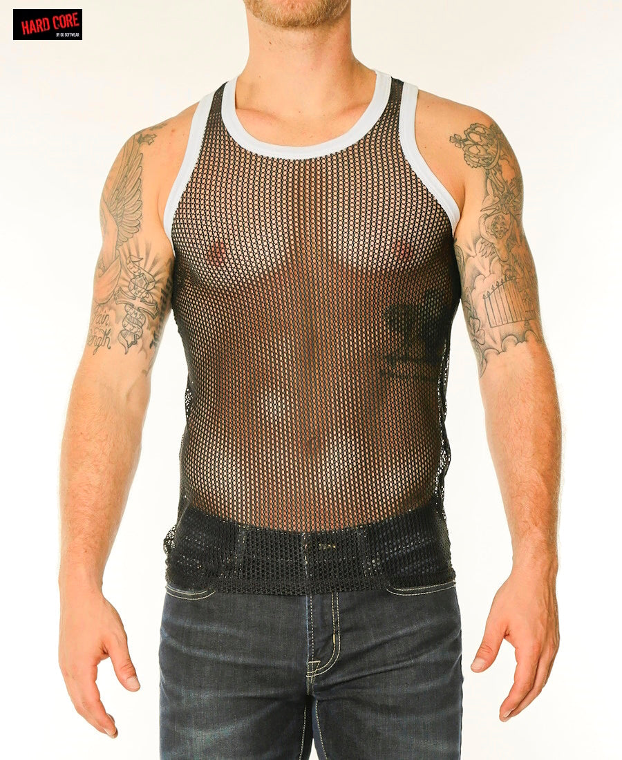 Go Softwear 4205 Herren-Tanktop aus Chain-Link-Netzstoff – Schwarz