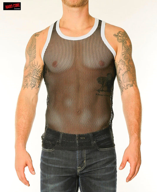 Go Softwear 4205 Herren-Tanktop aus Chain-Link-Netzstoff – Schwarz