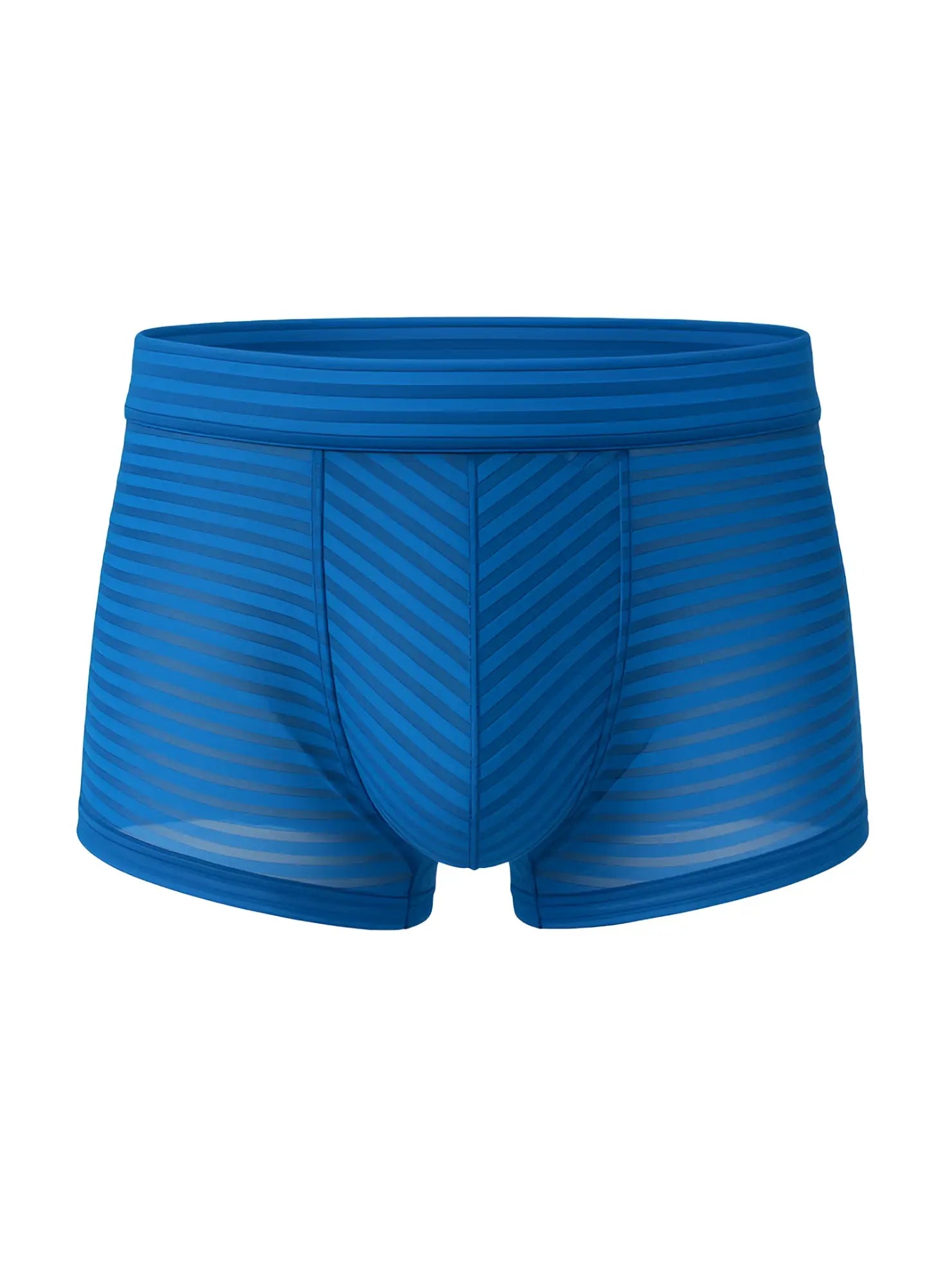ActiveStripe nylon trunk blue striped men’s boxer briefs with textured form-fitting design for active wear