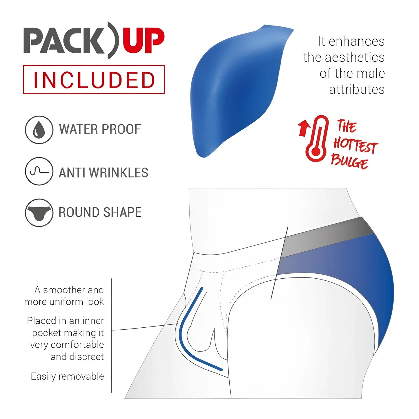 Blue silicone ad pride bikini male enhancement device with rounded shape waterproof and anti-wrinkles design