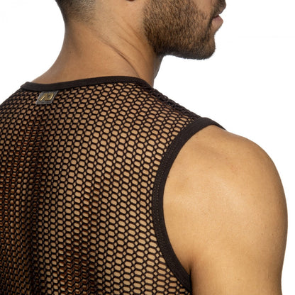 Addicted Openwork Fabric Tank Top - Brown