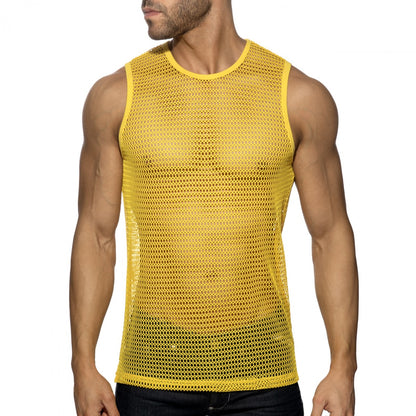 Addicted Openwork Fabric Tank Top - Yellow