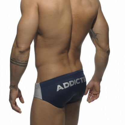 Maillot de bain bikini contrasté avec logo argenté Addicted Navy ADS043 Taille S