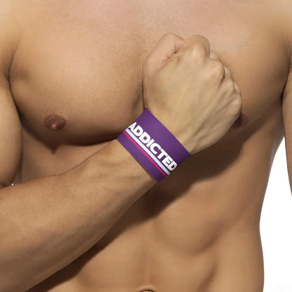 Purple addicted bracelet violet ac150 wristband with white and pink lettering in one size