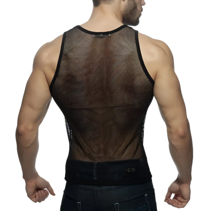 Black mesh tank top addicted mesh tank with fitted form-fitting design and breathable material for stylish layering
