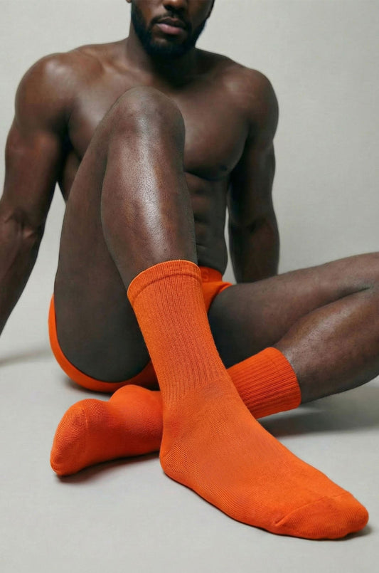 Adonis by Kyhry Men's Rust Orange Crew Sock