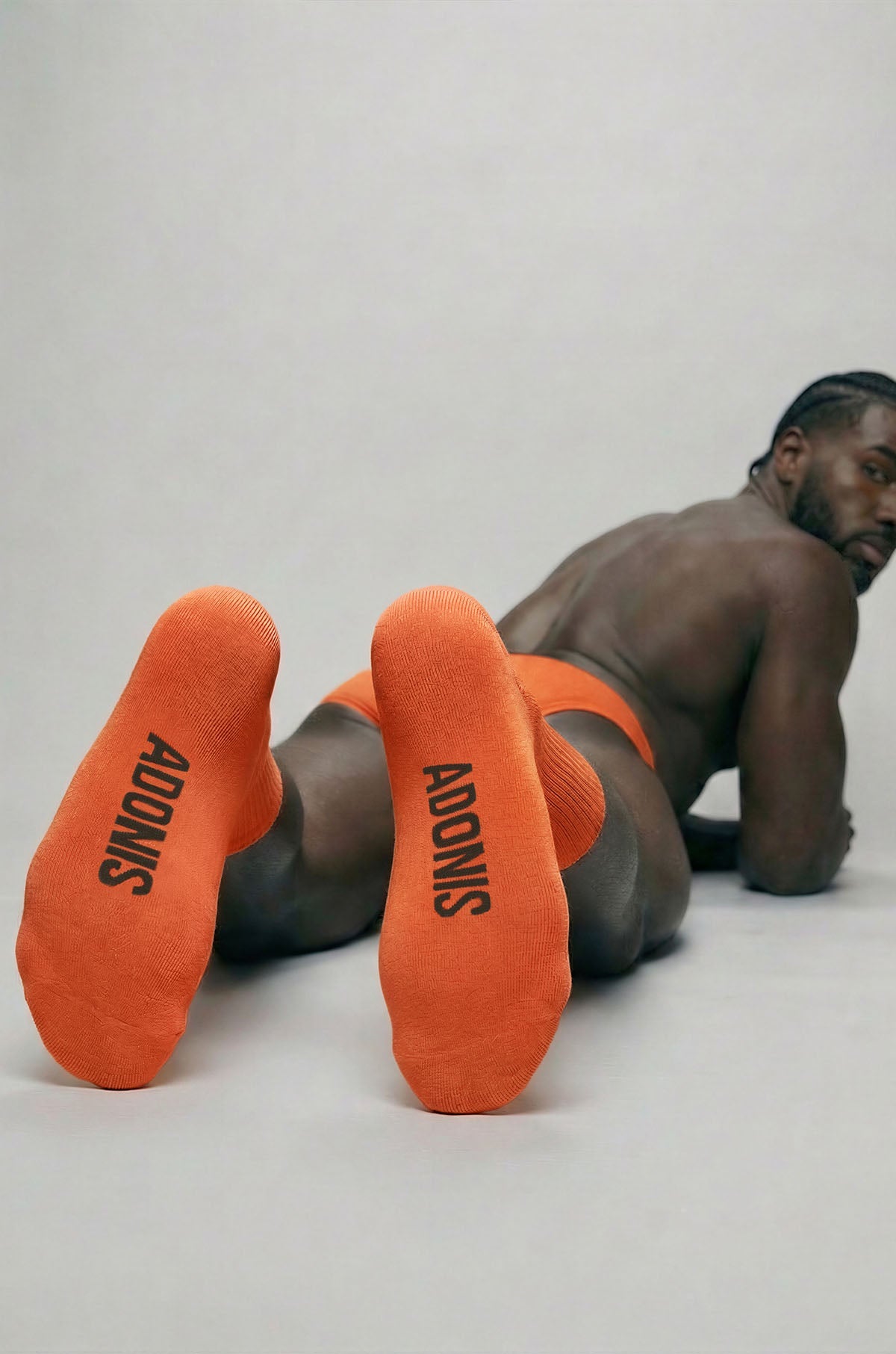 Adonis by Kyhry Men's Rust Orange Crew Sock