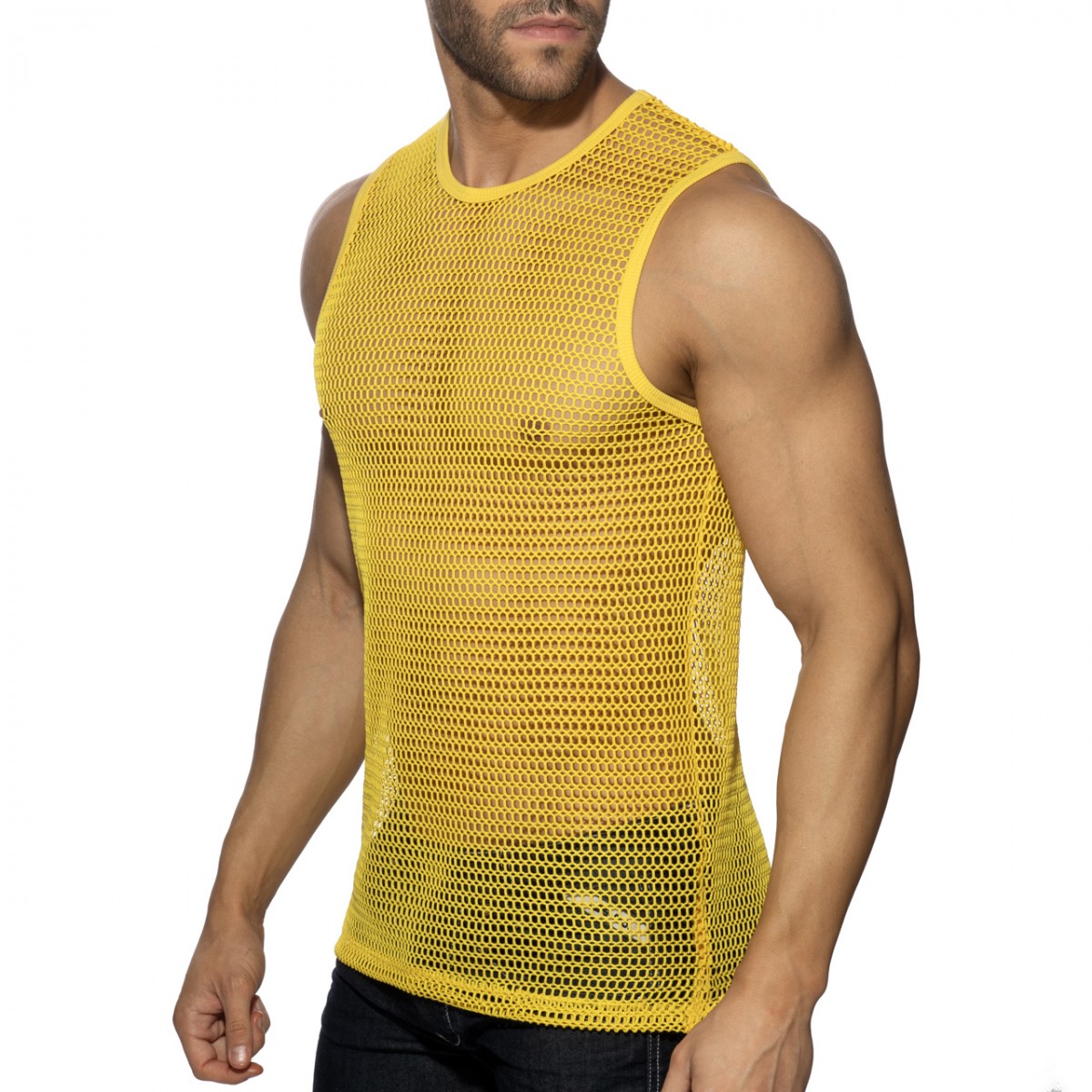 Addicted Openwork Fabric Tank Top - Yellow