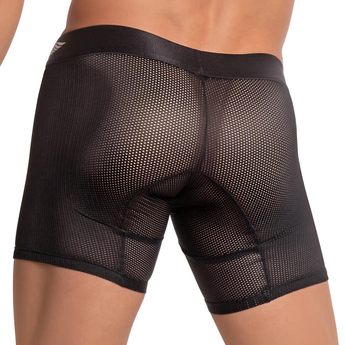 Agacio AGG051 black mesh briefs with padded reinforced design for comfort and support front view