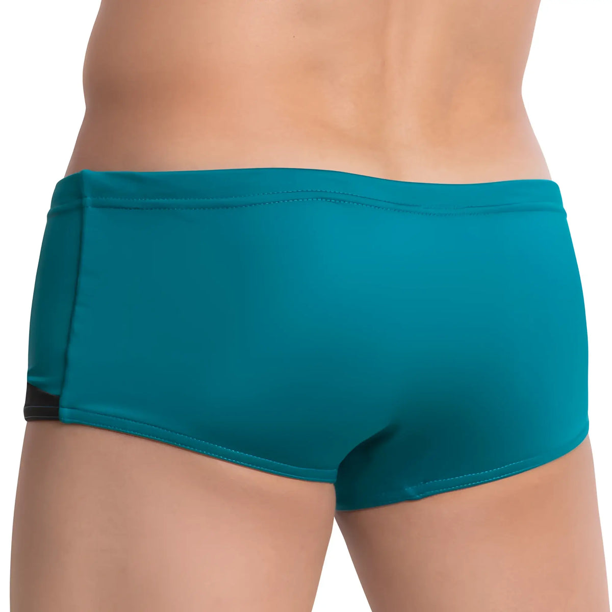 Teal swim trunks with black side panel detail from agacio agg055 swimwear perfect for beach and pool use