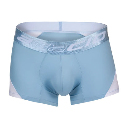 Light blue and white Agacio AGG087 boxer trunk briefs with textured elastic waistband featuring brand logo