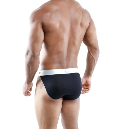 Black briefs with white sasco branded waistband agacio AGI003 slip bikini comfortable cotton fabric