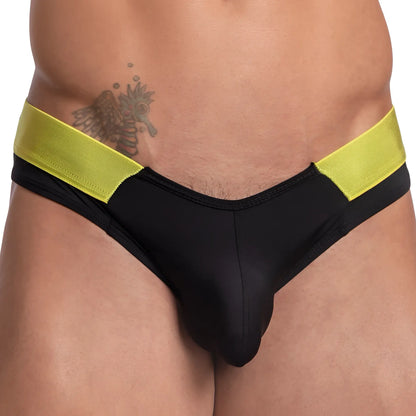 Agacio AGJ032 Neon Bulge Brief black and neon green athletic briefs with sleek form-fitting design